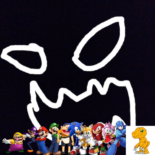 Wario and Friends dies by the Black screen monster while exploring in a dark room in a haunted house | image tagged in black screen,wario dies,crossover | made w/ Imgflip meme maker