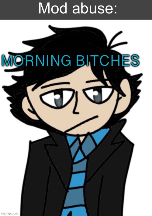 Mod abuse: | MORNING BITCHES | image tagged in mod abuse | made w/ Imgflip meme maker