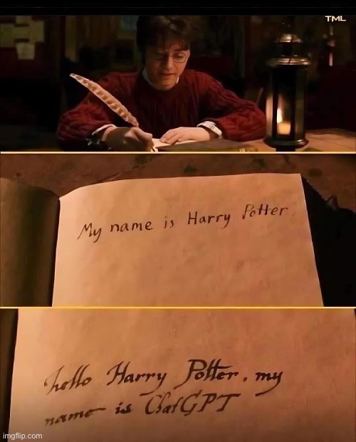 Potter meets AI | image tagged in harry potter,chatgpt,diary | made w/ Imgflip meme maker