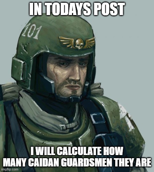 Sad Guardsmen | IN TODAYS POST; I WILL CALCULATE HOW MANY CAIDAN GUARDSMEN THEY ARE | image tagged in sad guardsmen | made w/ Imgflip meme maker