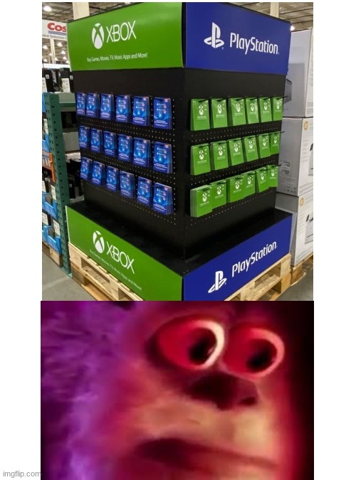 Xbox and Playstation cards opposite | image tagged in xbox,playstation,you had one job | made w/ Imgflip meme maker