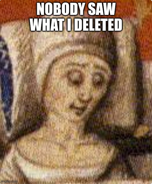 nah im good | NOBODY SAW WHAT I DELETED | image tagged in nah im good | made w/ Imgflip meme maker