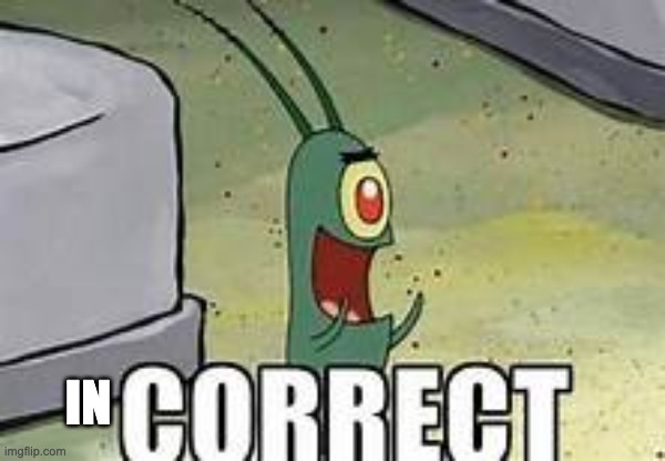 Plankton correct | IN | image tagged in plankton correct | made w/ Imgflip meme maker