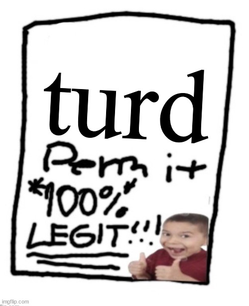 blank permit | turd | image tagged in blank permit | made w/ Imgflip meme maker