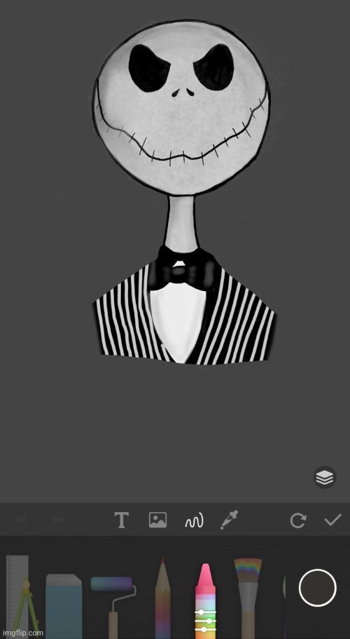 Jack Skellington drawing on PaperDraw mobile app - no stylus | image tagged in drawing,art,halloween,nightmare before christmas,jack skellington,disney | made w/ Imgflip meme maker