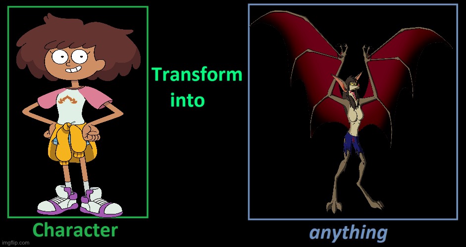 What if Anne Boonchuy transforms into a Werebat/She-Bat? | image tagged in what if this character transform anything,amphibia,wallace and gromit,dc comics | made w/ Imgflip meme maker