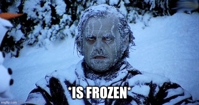 Freezing cold | *IS FROZEN* | image tagged in freezing cold | made w/ Imgflip meme maker