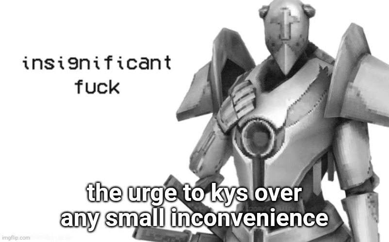 insignificant fuck | the urge to kys over any small inconvenience | image tagged in insignificant fuck | made w/ Imgflip meme maker