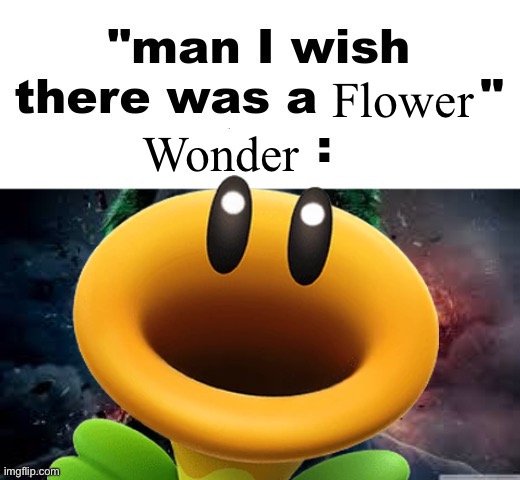 I wonder what goombas taste like | Flower; Wonder | image tagged in man i wish there was a | made w/ Imgflip meme maker