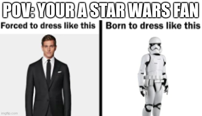 Meanwhile I'm dressed as Dragonborn from Skyrim. :D | POV: YOUR A STAR WARS FAN | image tagged in star wars,funny,memes,stormtrooper | made w/ Imgflip meme maker