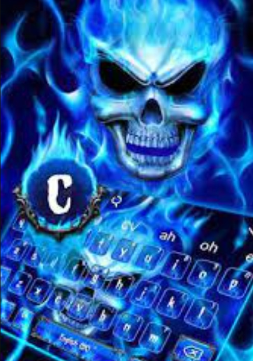 High Quality awesome blue flame skull with the highlighted word c Blank Meme Template