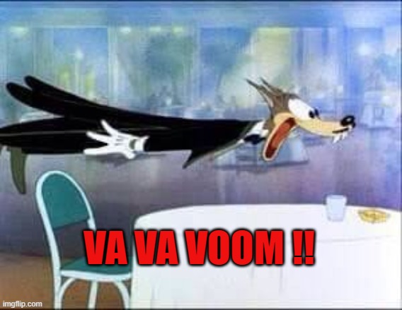 Tex Avery Wolf  "VA VA VOOM !!' | VA VA VOOM !! | image tagged in wolf | made w/ Imgflip meme maker