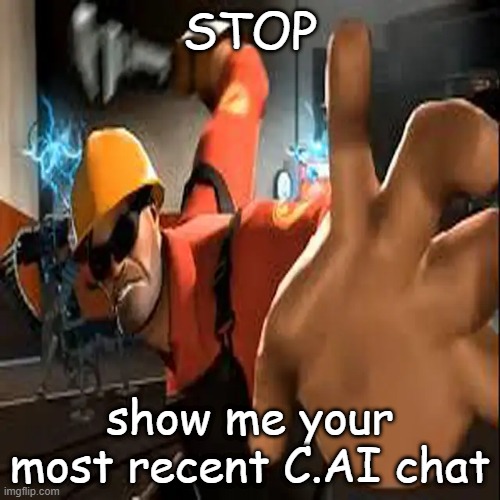 if you don't use it, you may continue | STOP; show me your most recent C.AI chat | image tagged in engineer pov | made w/ Imgflip meme maker