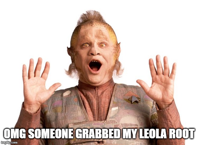 Neelix Got Grabbed | OMG SOMEONE GRABBED MY LEOLA ROOT | image tagged in neelix shocked | made w/ Imgflip meme maker