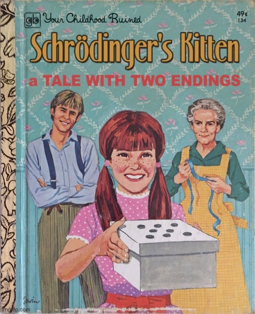 Schrödinger | image tagged in schrodinger,it's alive,dead,kitchen,childhood ruined | made w/ Imgflip meme maker