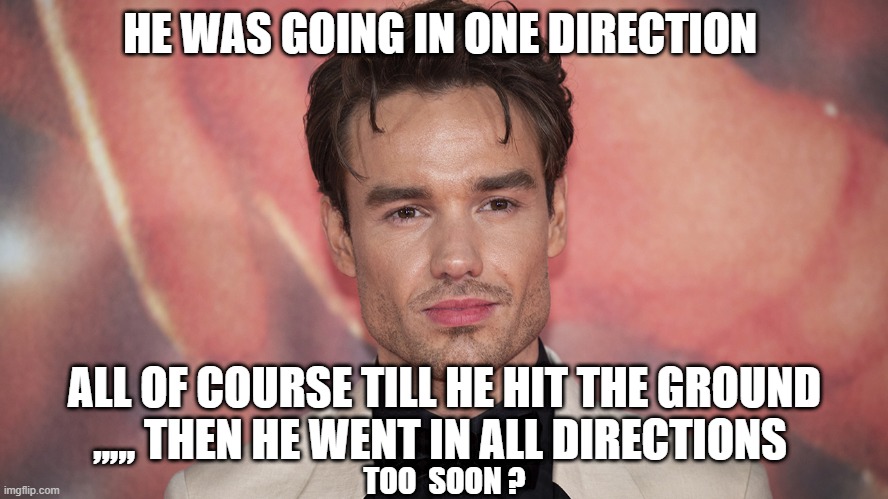 HE WAS GOING IN ONE DIRECTION; ALL OF COURSE TILL HE HIT THE GROUND ,,,,, THEN HE WENT IN ALL DIRECTIONS; TOO  SOON ? | made w/ Imgflip meme maker