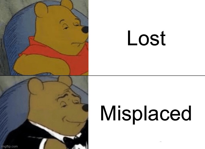 Very very fancy | Lost; Misplaced | image tagged in memes,tuxedo winnie the pooh | made w/ Imgflip meme maker