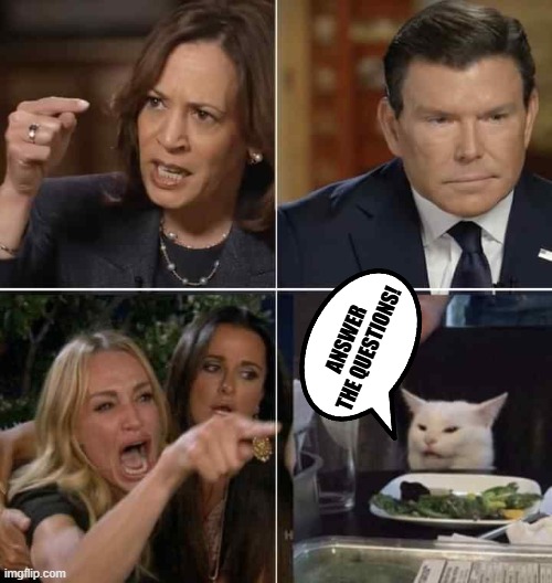 Answer the question!!! Woman Yelling at Cat!! | ANSWER THE QUESTIONS! | image tagged in woman yelling at cat,that is the question | made w/ Imgflip meme maker