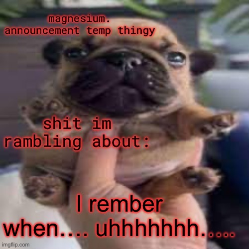 pug temp | I rember when…. uhhhhhhh….. | image tagged in pug temp | made w/ Imgflip meme maker