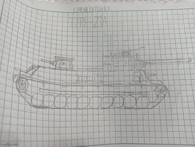 Drew this in class. I present to thee, the Type-Z1A (Or, the Char 2C but Japanese) | image tagged in drawing,fiction,tank,tanks | made w/ Imgflip meme maker