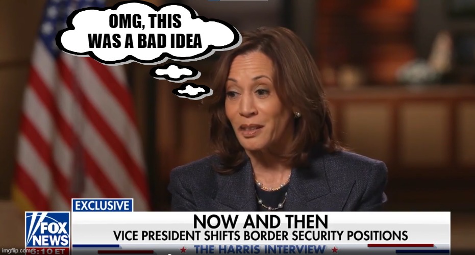 OMG OMG OMG | OMG, THIS
WAS A BAD IDEA | image tagged in kamala harris,fox news,vice president,maga,make america great again,trump | made w/ Imgflip meme maker