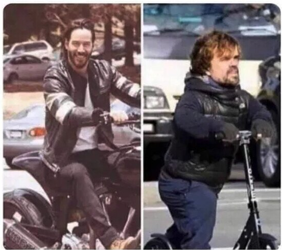 keanu reeves motorbike peter dinklage scooter Blank Meme Template