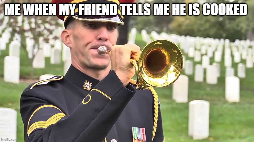 honor the fallen | ME WHEN MY FRIEND TELLS ME HE IS COOKED | image tagged in honor the fallen | made w/ Imgflip meme maker