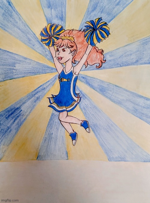 Happy cheerleader drawing | image tagged in drawing,art,cheerleaders,cheerleader,high school,girl | made w/ Imgflip meme maker