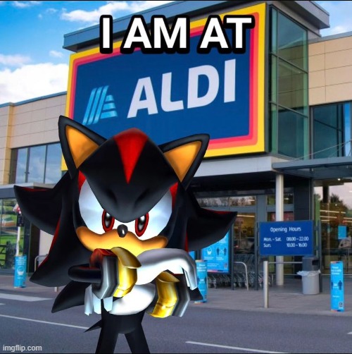 Shadow the Hedgehog  at Aldi | image tagged in memes,shadow the hedgehog,sonic the hedgehog,shitpost | made w/ Imgflip meme maker