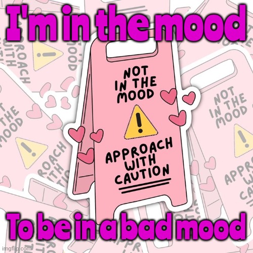 Ugh | I'm in the mood; To be in a bad mood | image tagged in i'm not in the mood approach w/ caution,ugh,bummer,too bad so sad,memes | made w/ Imgflip meme maker