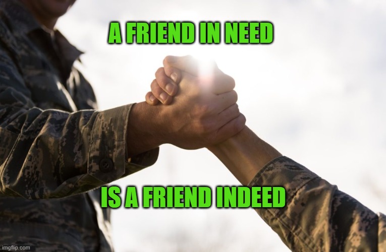 A FRIEND IN NEED IS A FRIEND INDEED | A FRIEND IN NEED; IS A FRIEND INDEED | image tagged in friend | made w/ Imgflip meme maker