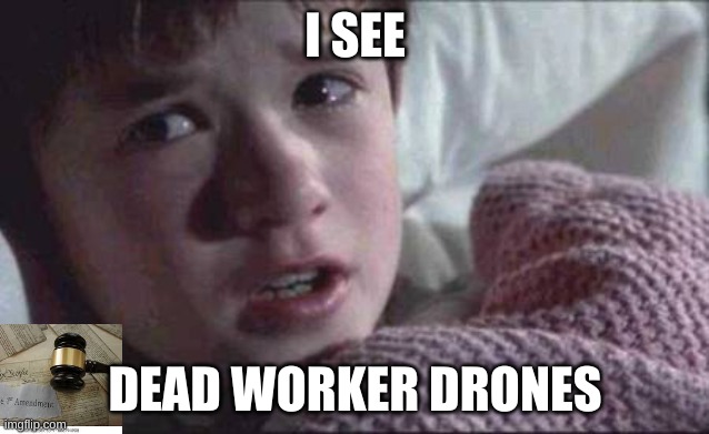 I See Dead People Meme | I SEE; DEAD WORKER DRONES | image tagged in memes,i see dead people | made w/ Imgflip meme maker