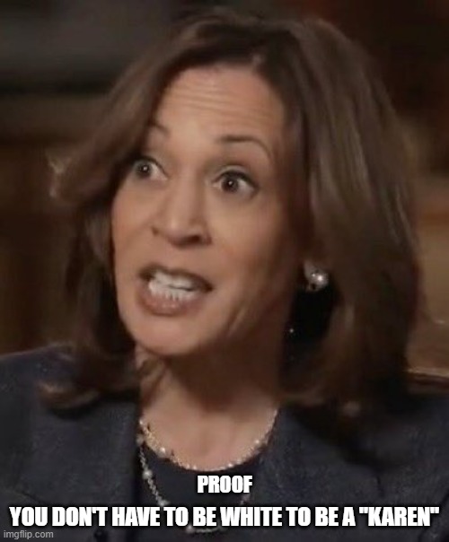 You don't have to be white to be a "Karen" | PROOF; YOU DON'T HAVE TO BE WHITE TO BE A "KAREN" | image tagged in karen,karens,kamala harris | made w/ Imgflip meme maker