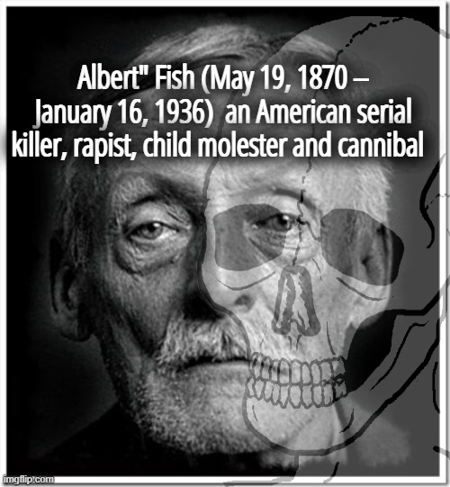 albert fish | Albert" Fish (May 19, 1870 – January 16, 1936)  an American serial killer, rapist, child molester and cannibal | image tagged in albert fish | made w/ Imgflip meme maker