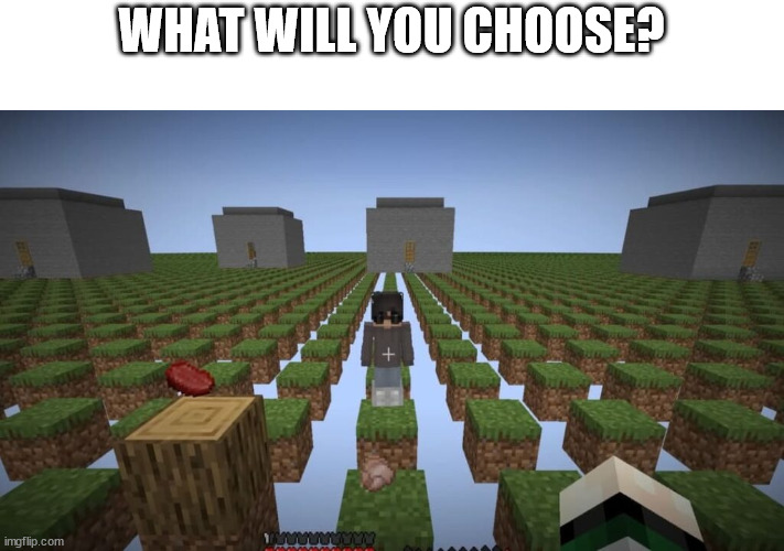 No one goes for the beef | WHAT WILL YOU CHOOSE? | image tagged in parkour,parkour civilization,minecraft,evbo | made w/ Imgflip meme maker