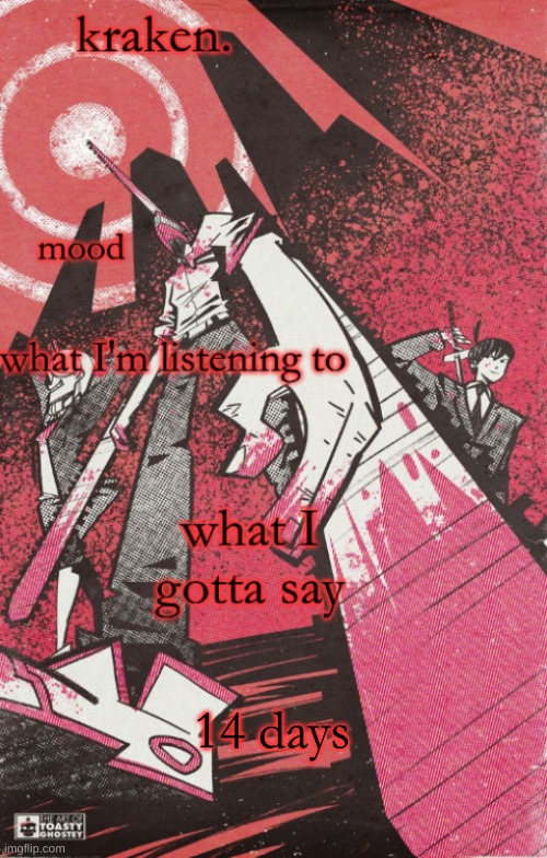kraken csm temp | 14 days | image tagged in kraken csm temp | made w/ Imgflip meme maker