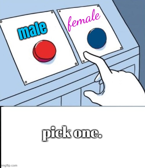 Robotnik Button | male female pick one. | image tagged in robotnik button | made w/ Imgflip meme maker