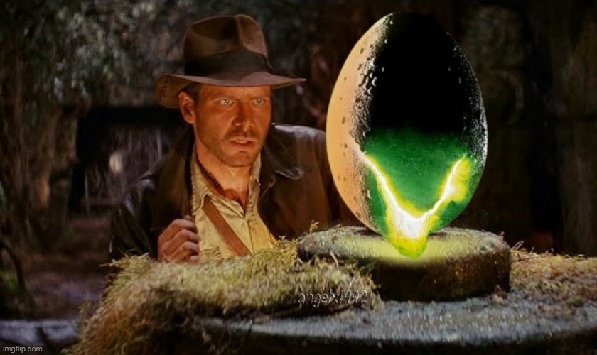 image tagged in alien,harrison ford,raiders of the lost ark,temple of doom,indiana jones,xenomorph | made w/ Imgflip meme maker