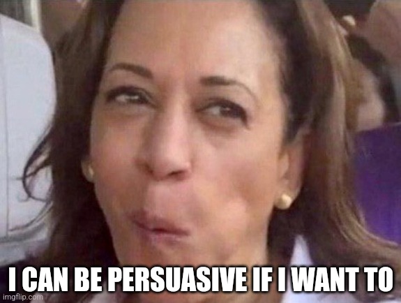 Kamala Harris | I CAN BE PERSUASIVE IF I WANT TO | image tagged in kamala harris | made w/ Imgflip meme maker