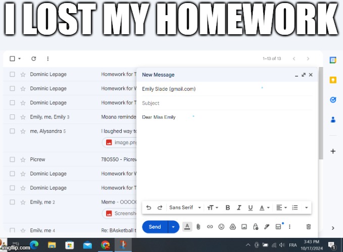 Lets see how she reacts | I LOST MY HOMEWORK | image tagged in homework,whoops | made w/ Imgflip meme maker