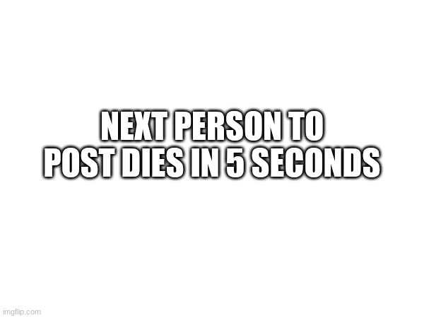 NEXT PERSON TO POST DIES IN 5 SECONDS | made w/ Imgflip meme maker
