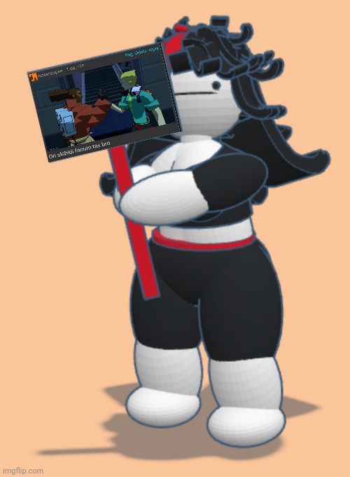 Claire with sign | image tagged in claire with sign | made w/ Imgflip meme maker