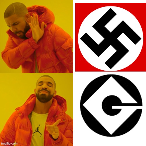 Drake Hotline Bling | image tagged in memes,drake hotline bling,nazi,gru,logo | made w/ Imgflip meme maker