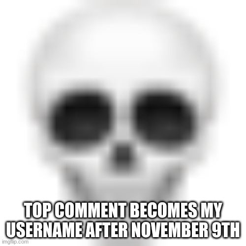 no diddy | TOP COMMENT BECOMES MY USERNAME AFTER NOVEMBER 9TH | image tagged in skull emoji | made w/ Imgflip meme maker