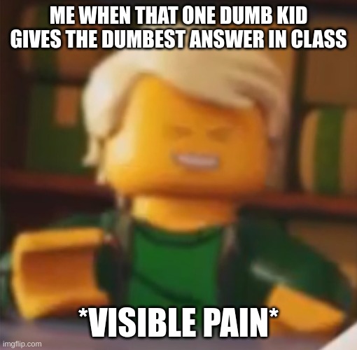 Visible pain | ME WHEN THAT ONE DUMB KID GIVES THE DUMBEST ANSWER IN CLASS; *VISIBLE PAIN* | image tagged in visible pain | made w/ Imgflip meme maker