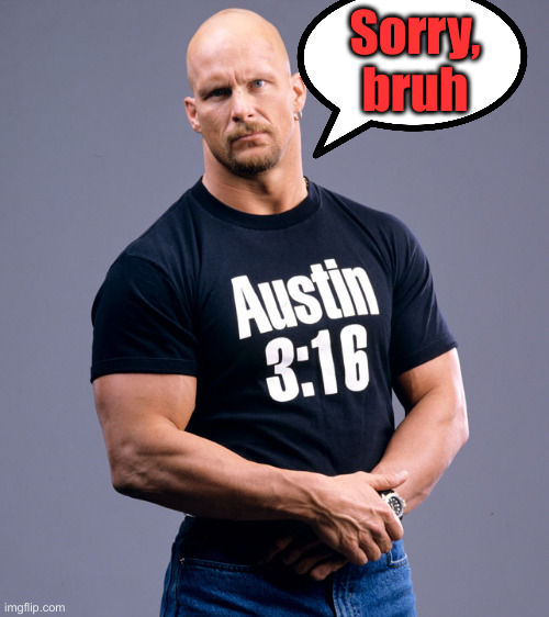 Stone Cold Steve Austin | Sorry, bruh | image tagged in stone cold steve austin | made w/ Imgflip meme maker
