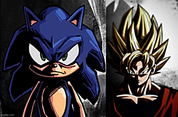 image tagged in sonic staring at you,goku stare | made w/ Imgflip meme maker