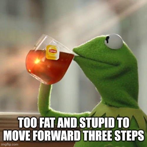 But That's None Of My Business Meme | TOO FAT AND STUPID TO MOVE FORWARD THREE STEPS | image tagged in memes,but that's none of my business,kermit the frog | made w/ Imgflip meme maker