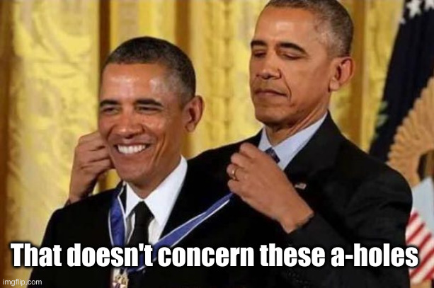 Obama awards self | That doesn't concern these a-holes | image tagged in obama awards self | made w/ Imgflip meme maker