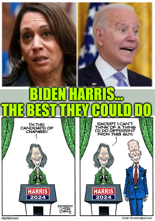 Biden Harris... the best they could do | BIDEN HARRIS... THE BEST THEY COULD DO | image tagged in biden,harris,the best the dnc could come up with,they picked you did not | made w/ Imgflip meme maker